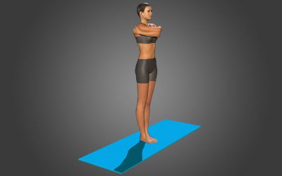 Garudasana (variation 2) straight legs and catching shoulder blades