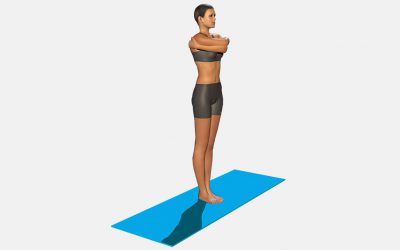 Garudasana (variation 2) straight legs and catching shoulder blades