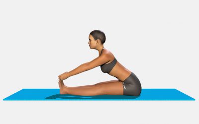 Paschimottanasana (variation 7) back straight and catching toes
