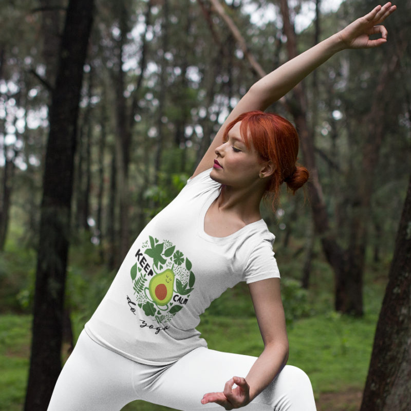 White Yoga Shirt with Avocado Yogi